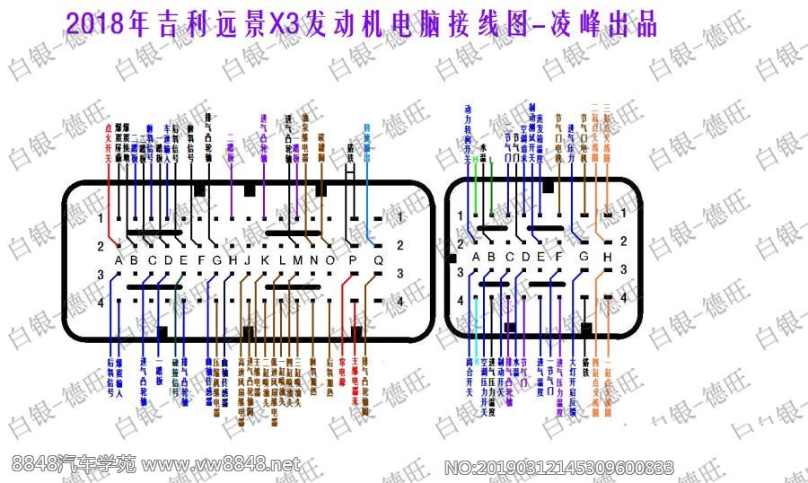 2018年吉利远景X3发动机电脑接线图